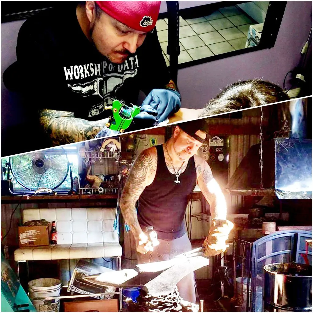 Eric Radliff tattooing and forging.