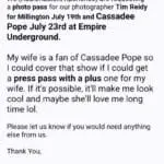 Cassadee Message Use