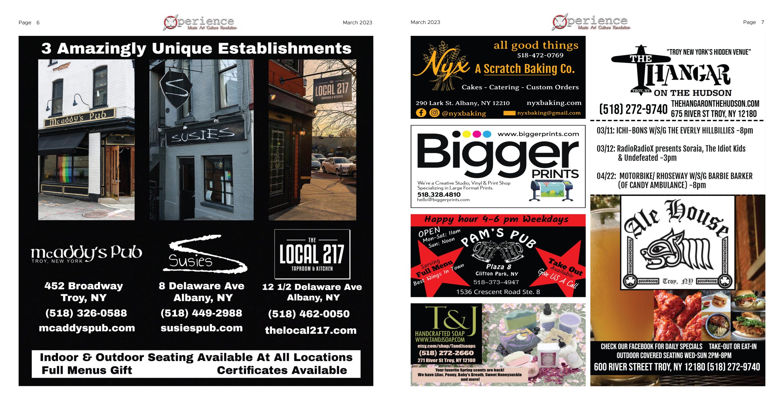 Publication Spread showing advertisements, Xperience Monthly March 2023