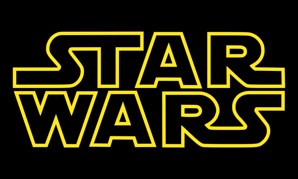 Star Wars Logo, yellow lettering on black background.
