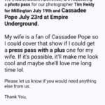 Cassadee Message Use